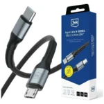 3MK USB 2.0 Cable USB-C male - USB-C 10W Μαύρο 3m