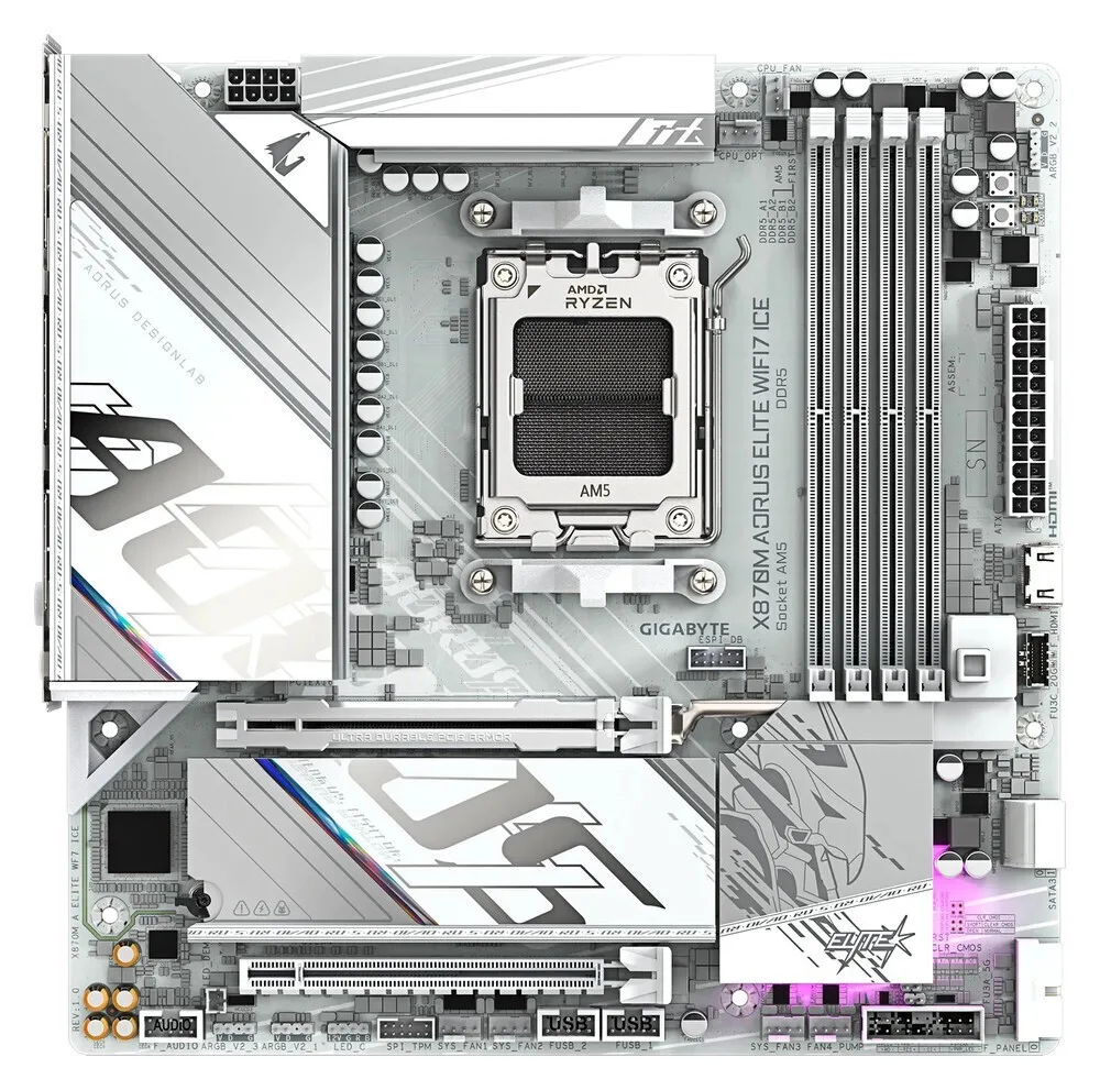 Gigabyte X870M AORUS ELITE ICE Wi-Fi Motherboard Micro ATX με AMD AM5 Socket - Image 1