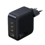Baseus Φορτιστής Χωρίς Καλώδιο GaN με Θύρα USB-A και 3 Θύρες USB-C 140W Quick Charge 3.0 Μαύρος (EnerFill FH11)