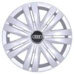Muuwmi Σετ Τάσια Αυτοκινήτου 16" με Σήμα Audi 4τμχ Ασημί