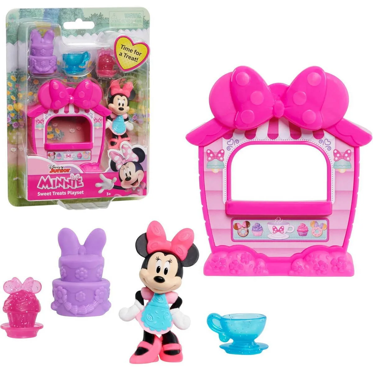 Just Play Minnie Mouse Figurine Set Cake Accessories Cupcake Teacup 6cm - Image 1
