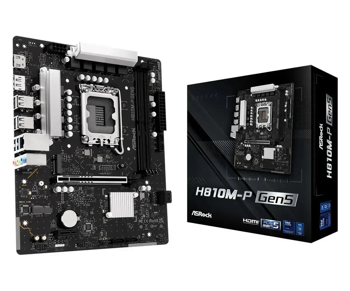 20260428161350_asrock_h810m_p_gen5_motherboard_micro_atx_me_intel_1851_socket_90_mxbue0_a0uayz.jpeg ASRock H810M-P Gen5 Motherboard Micro ATX με Intel 1851 Socket 90-MXBUE0-A0UAYZ - Image 1