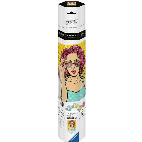 Ravensburger Creart Art Collection Canvas Edition Lady In Pink Popart Painting - Image 1