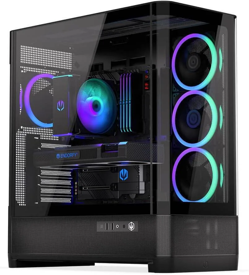 Endorfy Aquarius 8000 Corona Gaming Midi Tower Κουτί Υπολογιστή με Πλαϊνό Παράθυρο και ARGB Φωτισμό Μαύρο - Image 1