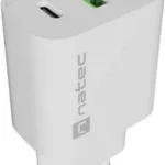Natec Φορτιστής Χωρίς Καλώδιο με Θύρα USB-A και Θύρα USB-C 20W Power Delivery / Quick Charge 3.0 Λευκός (NUC-2396)
