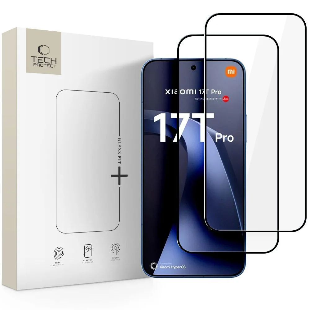 Tempered Glass Tech-protect Glass Fit+ 2-pack Xiaomi 17t Pro Black - Image 1