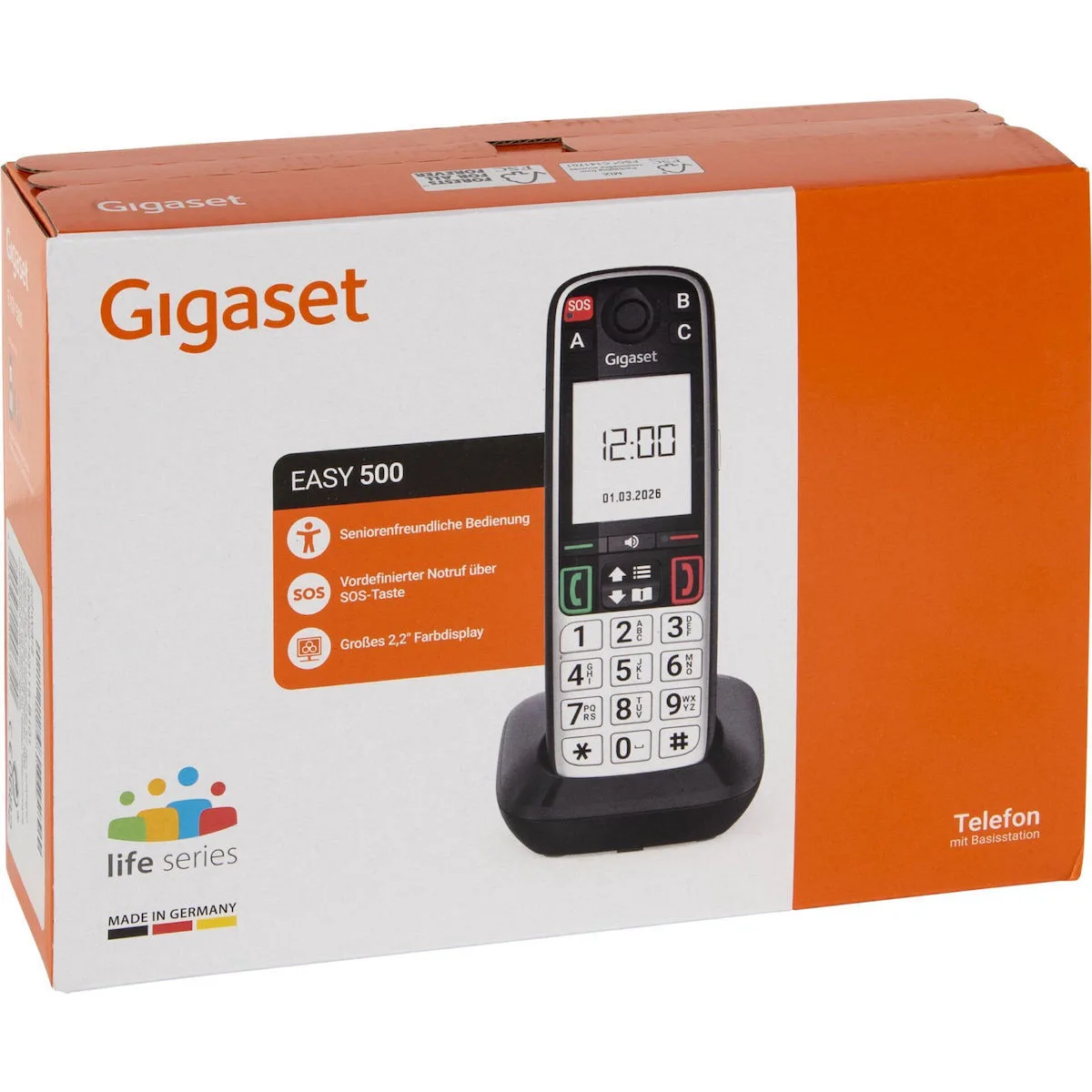 Gigaset Gigaset Easy 500 Black Dect Landline Phone Senior Phone 5.8 Cm 2.2 Inch Tft Color Display Sos Button Optical Call Signaling Phonebook - Image 1