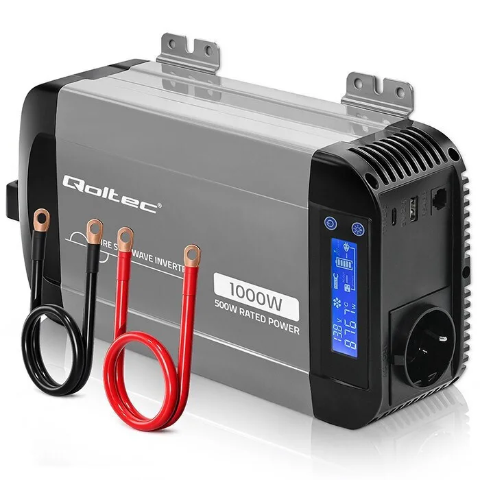 20260529124249_qoltec_metatropeas_tasis_pure_sine_wave_12v_230v_500_1000w_lcd_usb_usb_c_symvatos_lifepo4_gel_agm.jpeg Qoltec Μετατροπέας Τάσης Pure Sine Wave 12v 230v 500/1000w Lcd Usb Usb‑c Συμβατός Lifepo4 Gel Agm - Image 1