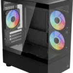 Aerocool Viewport Mini Gaming Mini Tower Κουτί Υπολογιστή με Πλαϊνό Παράθυρο και RGB Φωτισμό Μαύρο