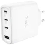 Trust Φορτιστής Χωρίς Καλώδιο GaN με Θύρα USB-A και 3 Θύρες USB-C 65W Λευκός (Maxo)