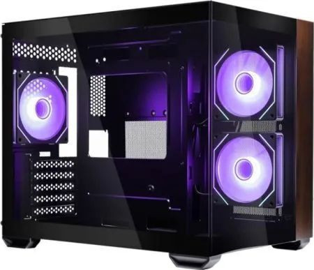 CoolerMaster Elite 481 Wood Gaming Mini Tower Κουτί Υπολογιστή με Πλαϊνό Παράθυρο και ARGB Φωτισμό Μαύρο - Image 1