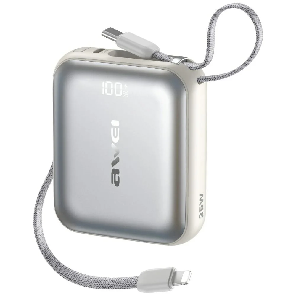 Awei AS-181 Power Bank 10000mAh 35W με Θύρα USB-C Ασημί - Image 1