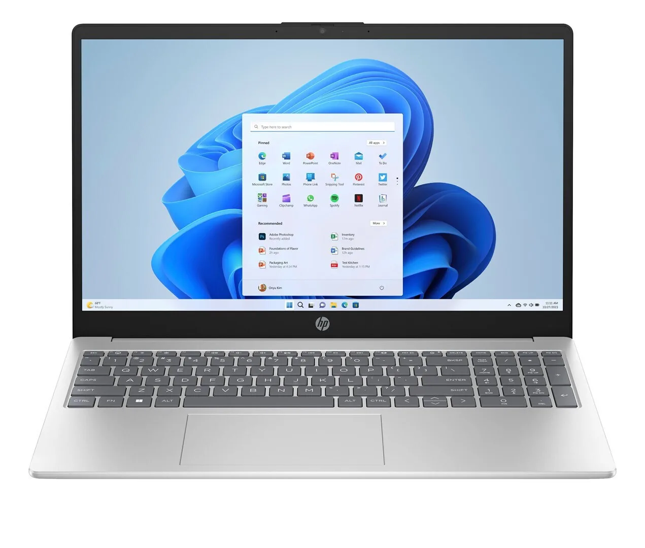HP 15-fc0002nw 15.6" FHD (Ryzen 7-5825U/16GB/512GB SSD/W11 Home) Natural Silver (US Keyboard) - Image 1