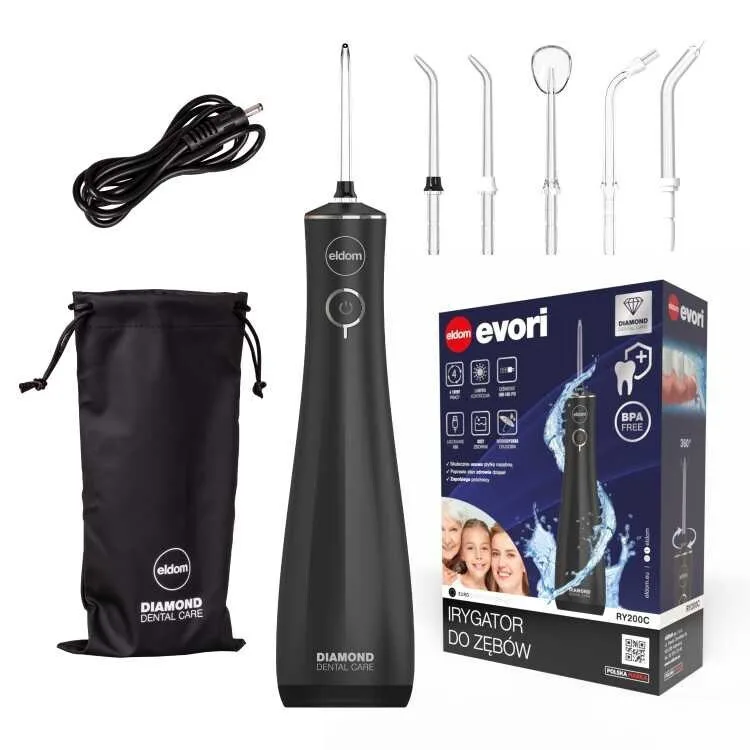 20260608091737_eldom_water_flosser_mayro.jpeg Eldom Water Flosser με Θήκη Ταξιδίου Μαύρο - Image 1