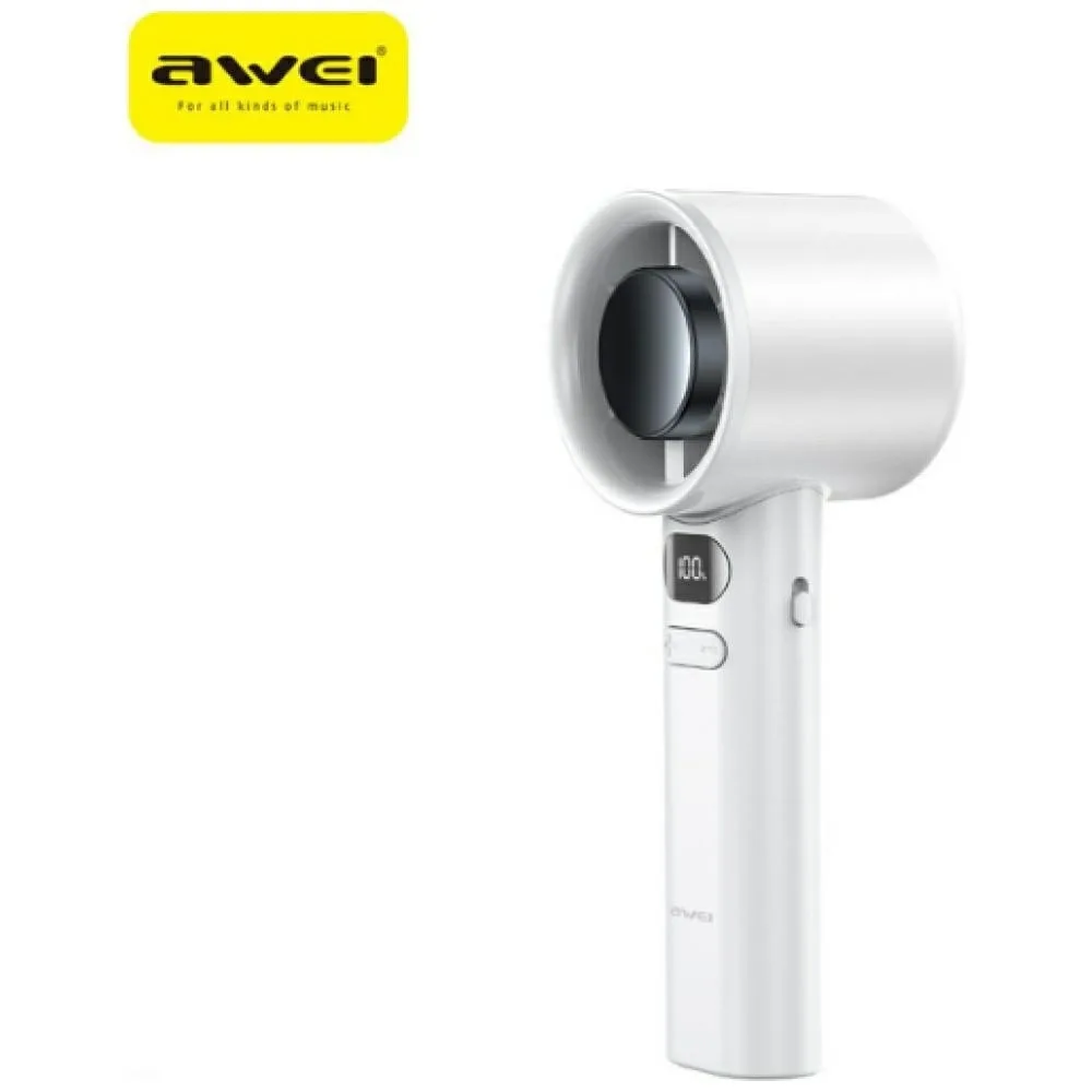 20250723171550_awei_anemistiraki_leyko.jpeg Awei Ανεμιστηράκι Χειρός USB Χωρίς Πτερύγια 5W Λευκό - Image 1