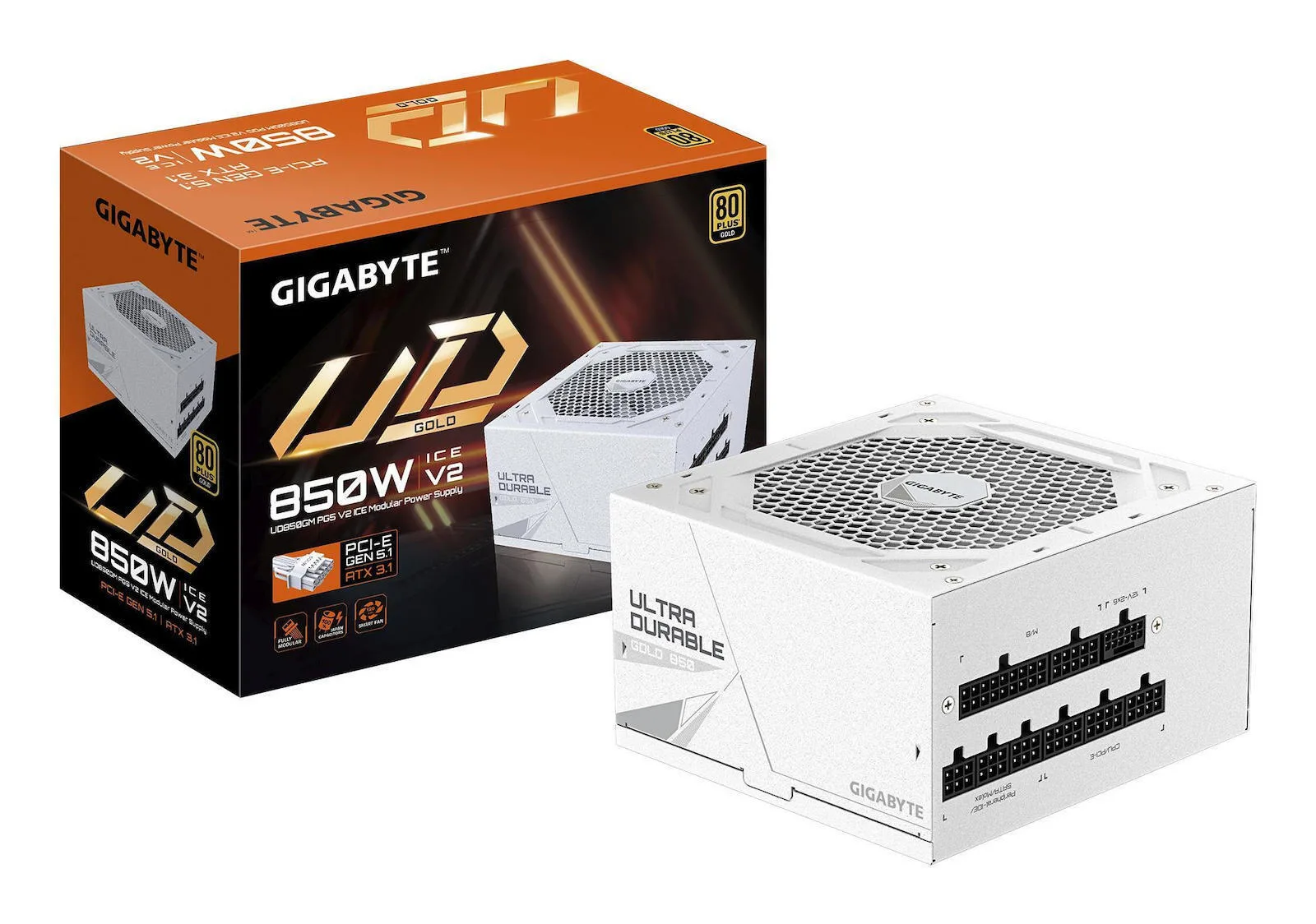 Gigabyte UD850GM PG5 V2 ICE 850W Μαύρο Τροφοδοτικό Υπολογιστή Full Modular 80 Plus Gold - Image 1