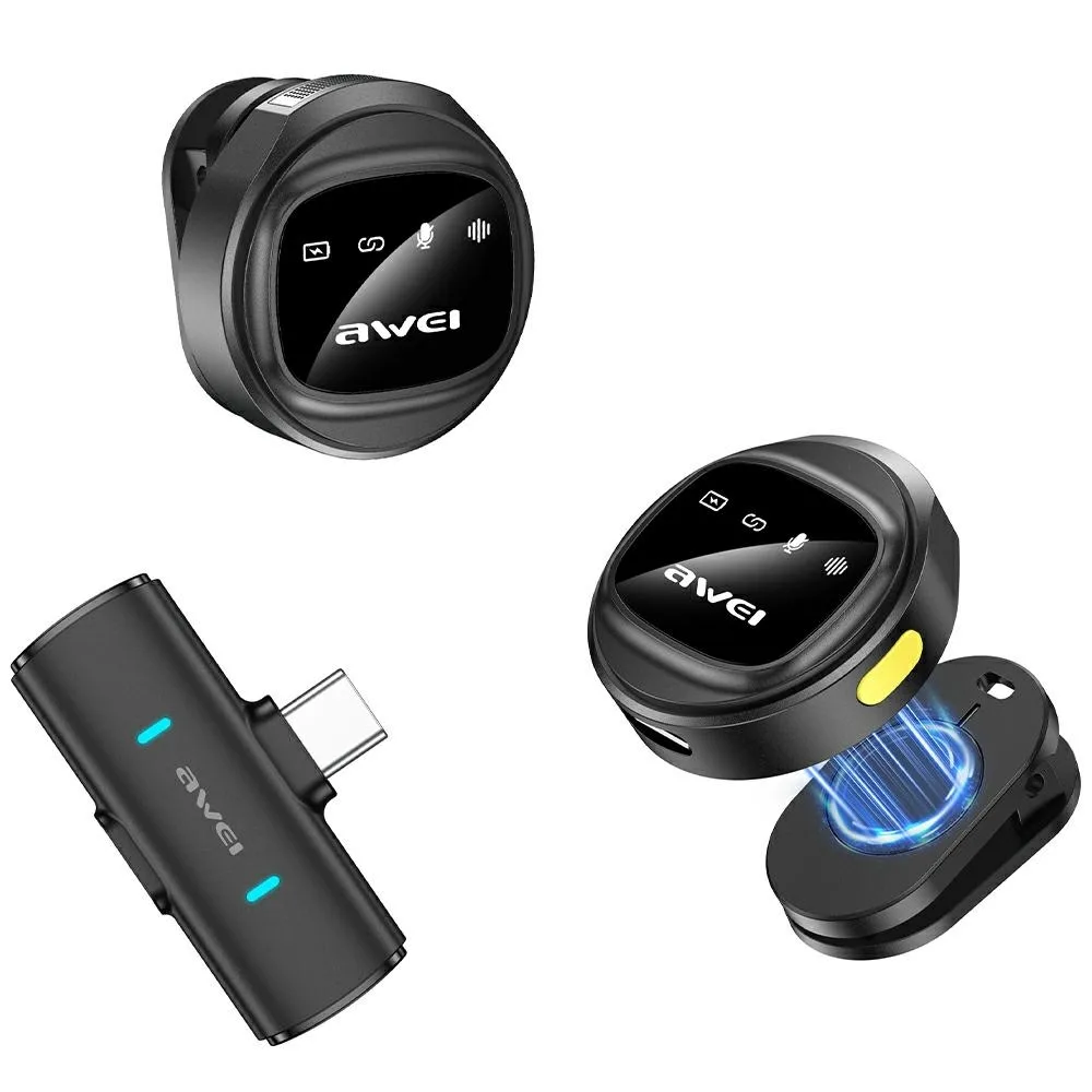 20260407133457_awei_mk3_duo_asyrmato_mikrofono_gia_kinito.jpeg Awei MK3 Duo Ασύρματο Μικρόφωνο Πέτου για Κινητό - Image 1