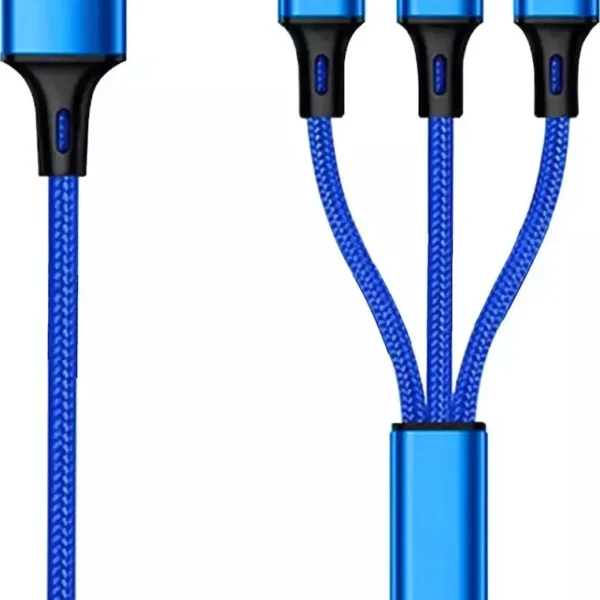 2GO Braided USB to Lightning / Type-C / micro USB Cable Μπλε 1.5m (797151)