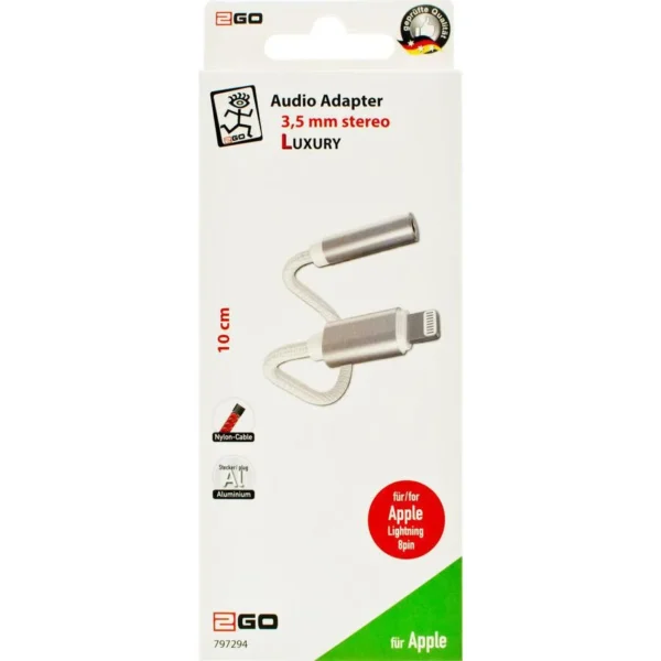 2GO Μετατροπέας Lightning male σε 3.5mm female Λευκό (797294)