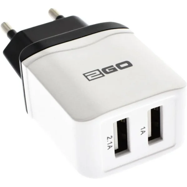 2GO Φορτιστής Χωρίς Καλώδιο με 2 Θύρες USB-A Λευκός (795999)