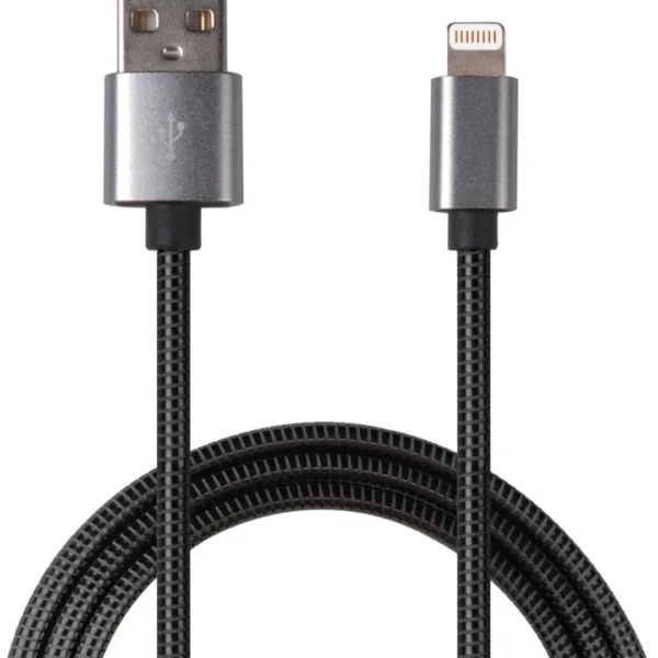 2GO Luxury Braided USB-A to Lightning Cable Μαύρο 1m (795810)