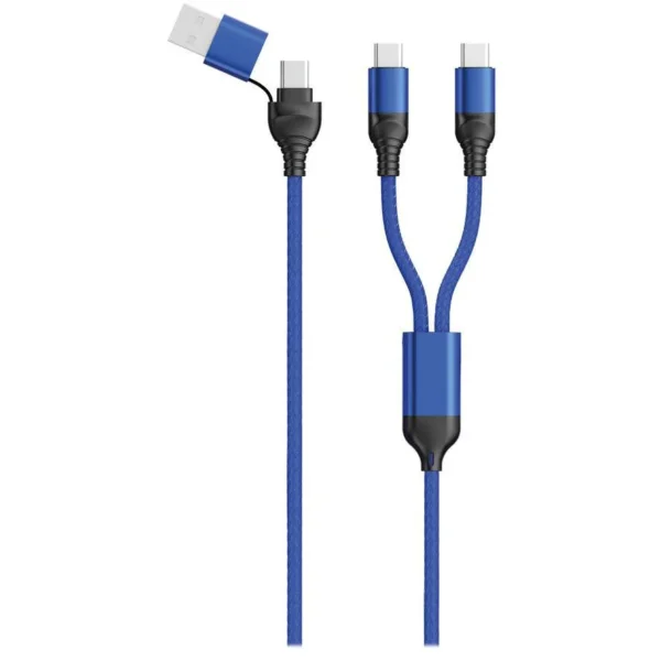 2GO Type-c Duo USB 2.0 Cable USB-C male - USB-A / USB-C Μπλε 1.2m 797366