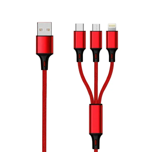 2GO USB to Lightning / Type-C / micro USB Cable Κόκκινο 1.5m (797150)