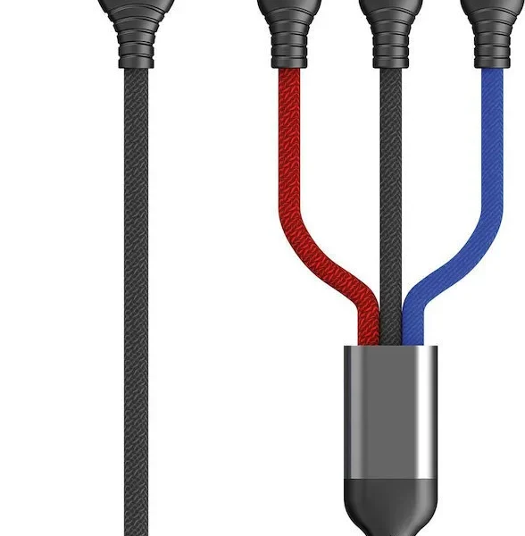 2GO USB to Lightning / Type-C / micro USB Cable Μαύρο 1.2m (797361)
