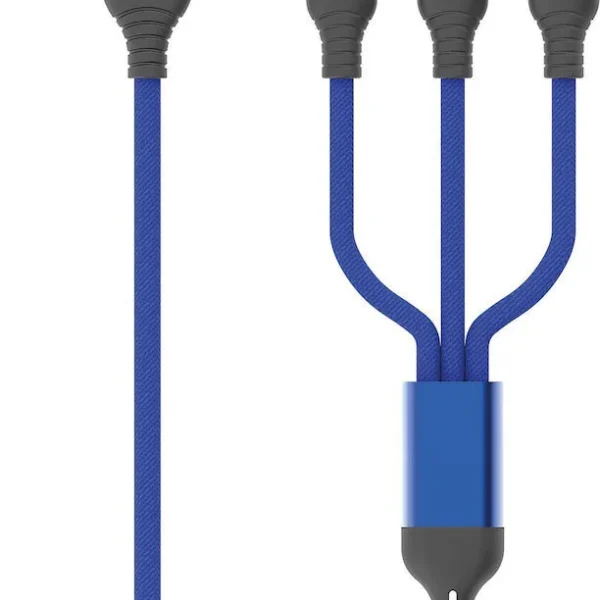 2GO USB to Lightning / Type-C / micro USB Cable Μπλε 1.2m (797360)