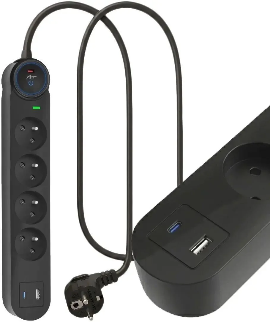 Art Πολύπριζο 4 Θέσεων με USB-A, USB-C και Καλώδιο 1.5m Art Πολύπριζο 4 Θέσεων με USB-A, USB-C και Καλώδιο 1.5m - Image 1
