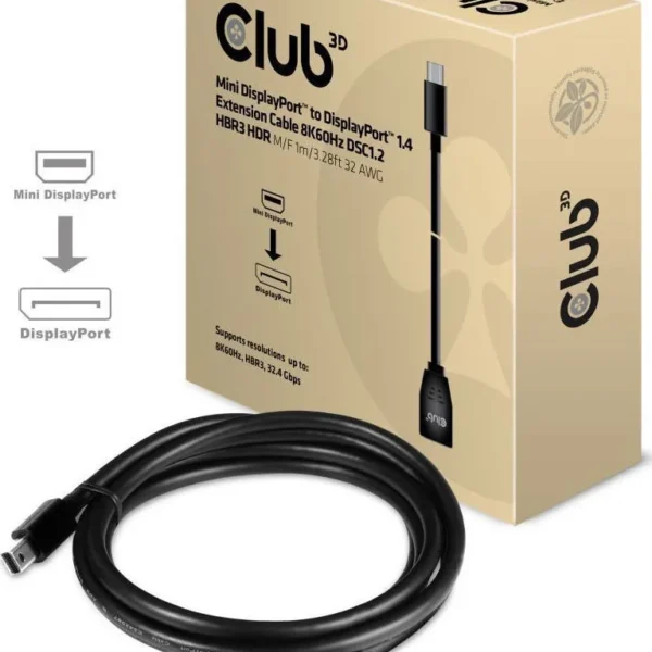 Club3D Cable DisplayPort male - mini DisplayPort female 1m Μαύρο (CAC-1121)