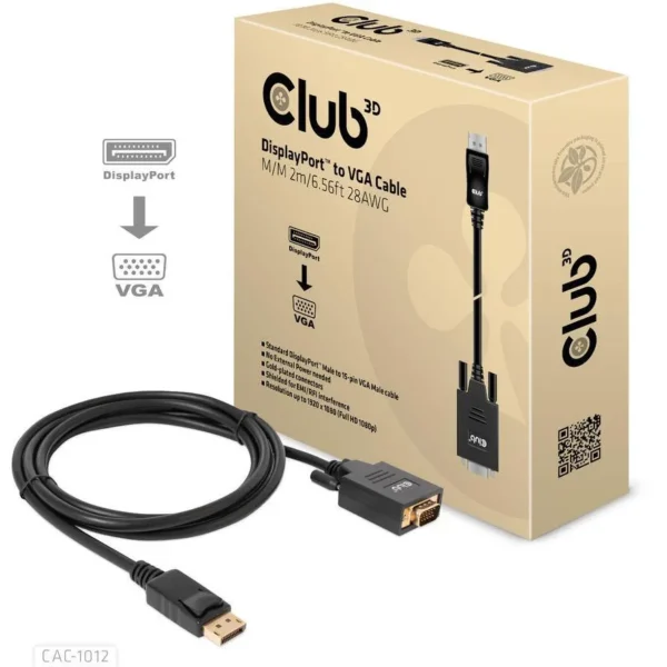Club3D Cable DisplayPort male - VGA male 2m Μαύρο (CAC-1012)