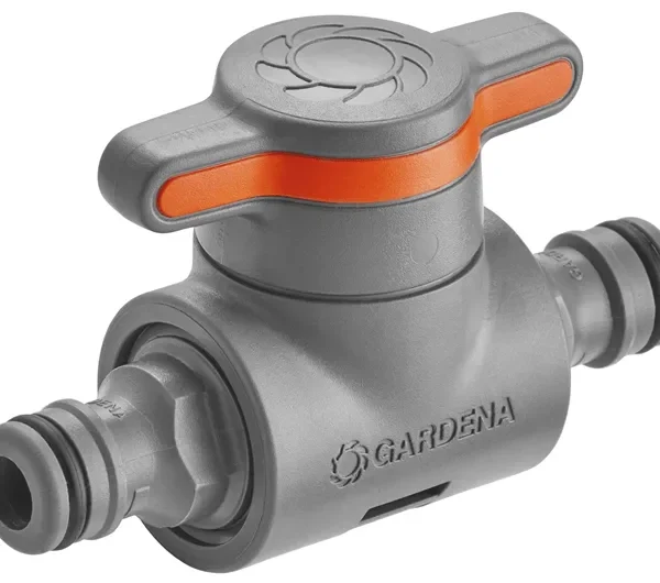 Gardena 18266-50 Σύνδεσμος Σωλήνων Ποτίσματος με Διακόπτη και Αρσενικό Σπείρωμα Γκρι