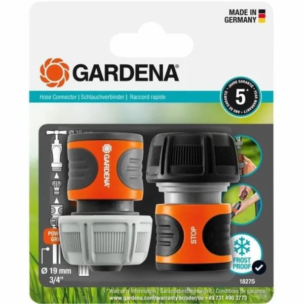 Gardena Aquastop 18275-20 Ταχυσύνδεσμος 19x19mm 2τμχ Πορτοκαλί
