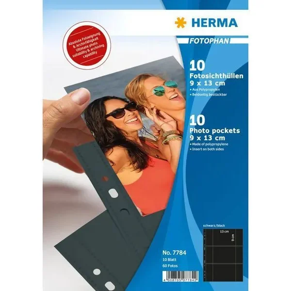 Herma Φωτοθήκες 90 X 130 Mm Οριζόντιες Μαύρες 10 Θήκες