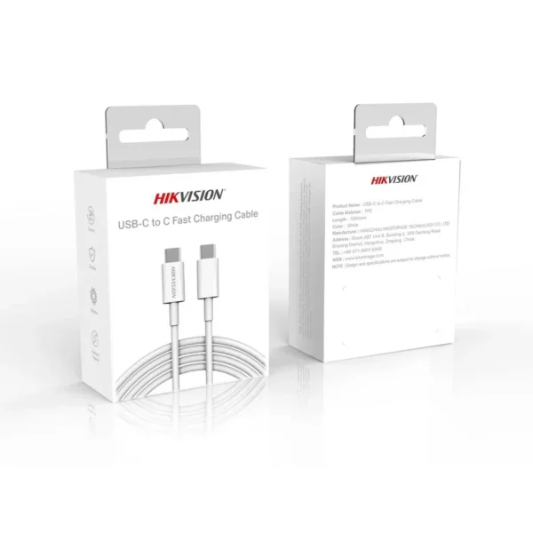 Hikvision USB 2.0 Cable USB-C male - USB-C 60W PD Λευκό 1m 1C3HKV-HUB/CBC2C