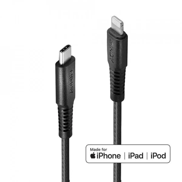 Lindy USB-C to Lightning Cable Μαύρο 3m