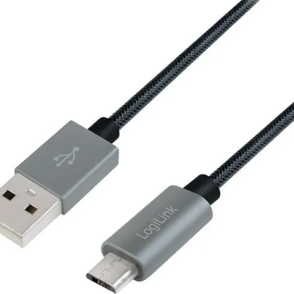 LogiLink Braided USB 2.0 to micro USB Cable Γκρι 1m (CU0132)